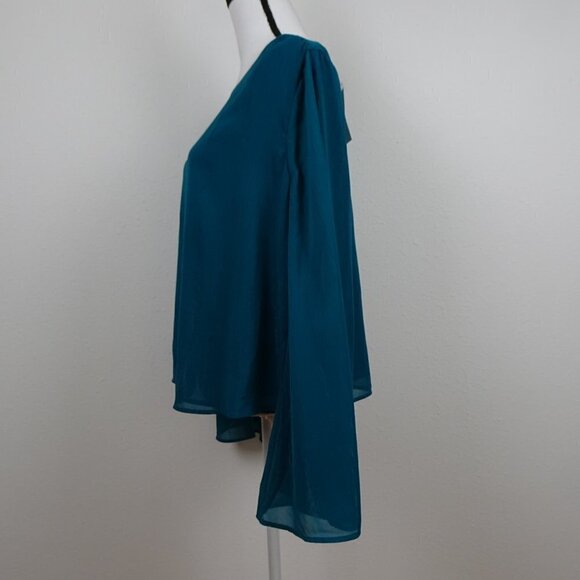 Jessica Simpson Bell Sleeve Top Women's Plus Size 1X Teal Blue Lined Boho Loose - Picture 5 of 14